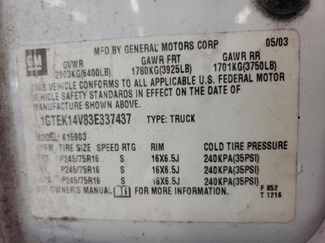 Photo 10 from auction – 2003 GMC NEW SIERRA with VIN 1GTEK14V83E337437