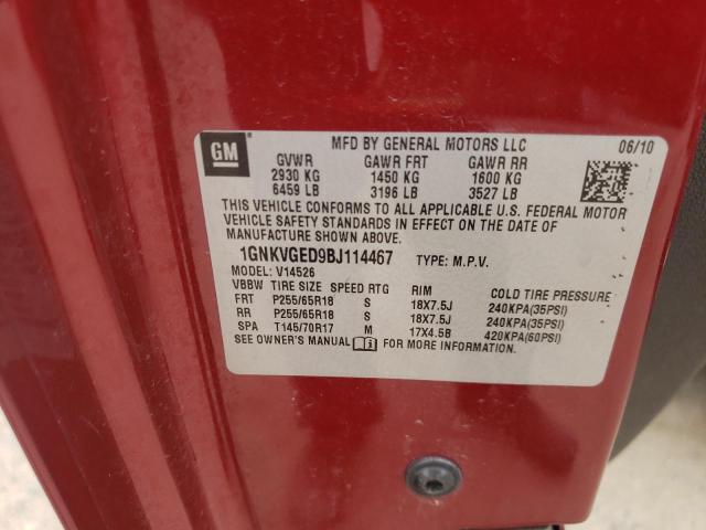 Photo 10 from auction – 2011 CHEVROLET TRAVERSE L with VIN 1GNKVGED9BJ114467
