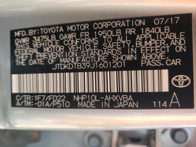 Photo 10 from auction – 2018 TOYOTA PRIUS C with VIN JTDKDTB39J1601201