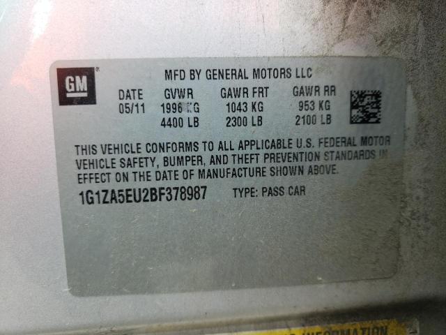 Photo 10 from auction – 2011 CHEVROLET MALIBU LS with VIN 1G1ZA5EU2BF378987
