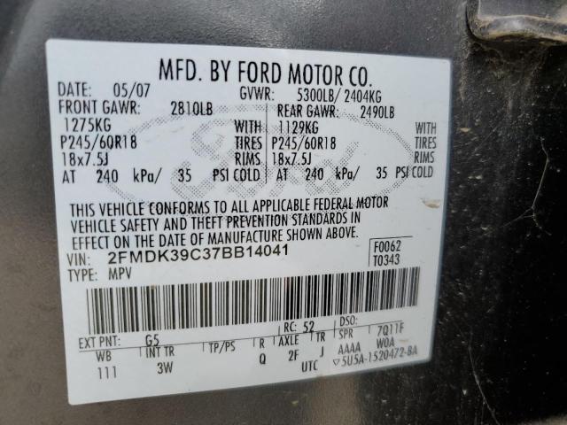 Photo 10 from auction – 2007 FORD EDGE SEL P with VIN 2FMDK39C37BB14041