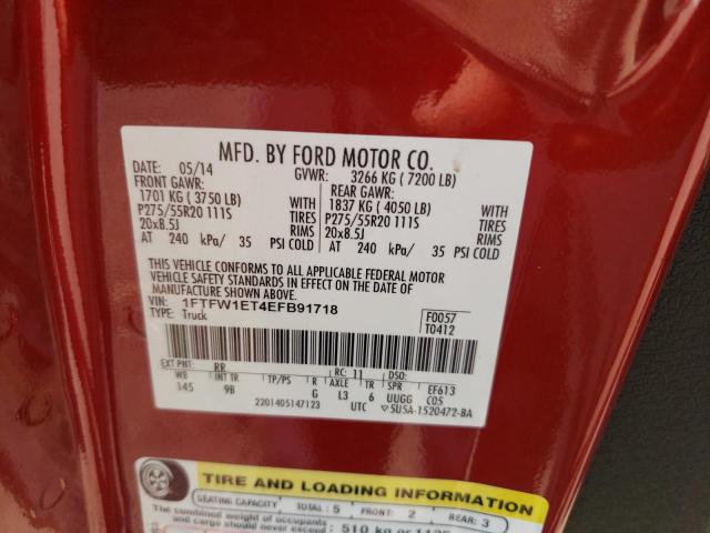 Photo 10 from auction – 2014 FORD F150 SUPER with VIN 1FTFW1ET4EFB91718