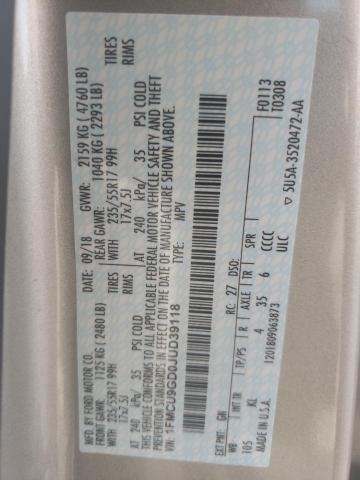 Photo 10 from auction – 2018 FORD ESCAPE SE with VIN 1FMCU9GD0JUD39118