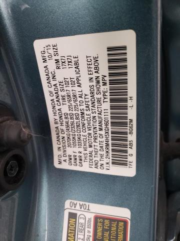 Photo 10 from auction – 2016 HONDA CR-V EX with VIN 2HKRM4H5XGH601111