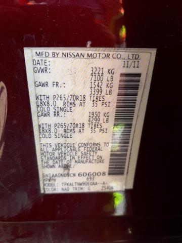 Photo 10 from auction – 2012 NISSAN ARMADA SV with VIN 5N1AA0ND9CN606008