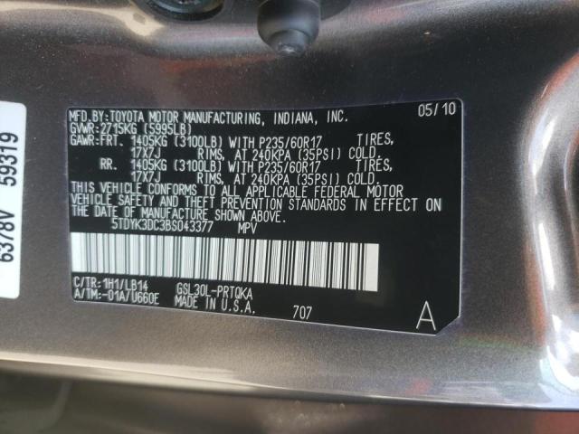 Photo 10 from auction – 2011 TOYOTA SIENNA XLE with VIN 5TDYK3DC3BS043377