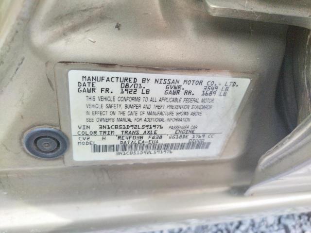 Photo 10 from auction – 2002 NISSAN SENTRA XE with VIN 3N1CB51D92L591976
