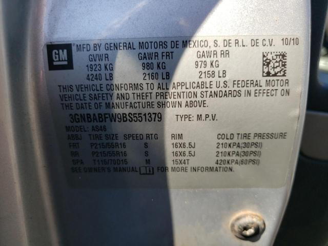 Photo 10 from auction – 2011 CHEVROLET HHR LT with VIN 3GNBABFW9BS551379