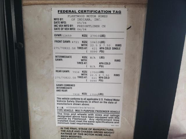Photo 10 from auction – 2004 FREIGHTLINER CHASSIS X with VIN 4UZAAHDC84CN78156