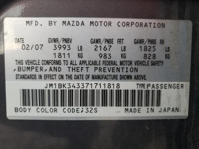 Photo 10 from auction – 2007 MAZDA 3 HATCHBAC with VIN JM1BK343371711818