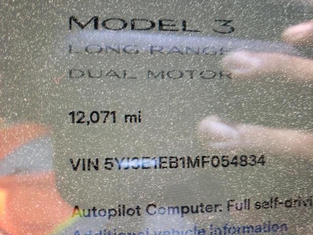 Photo 8 from auction – 2021 TESLA MODEL 3 with VIN 5YJ3E1EB1MF054834