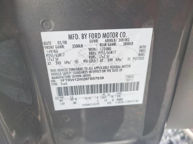 Photo 10 from auction – 2008 FORD F150 SUPER with VIN 1FTRW12W28FB57938