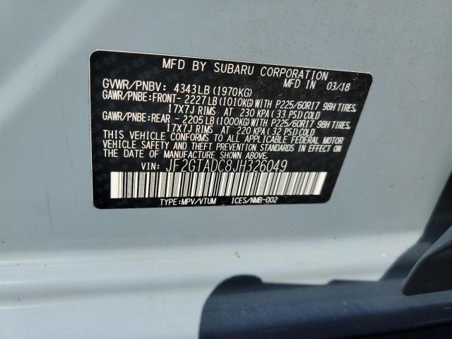 Photo 10 from auction – 2018 SUBARU CROSSTREK with VIN JF2GTADC8JH326049