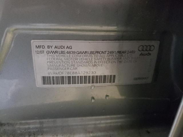 Photo 10 from auction – 2008 AUDI A4 2.0T QU with VIN WAUDF78E88A129230