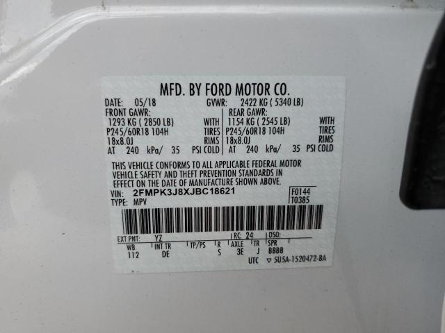 Photo 10 from auction – 2018 FORD EDGE SEL with VIN 2FMPK3J8XJBC18621