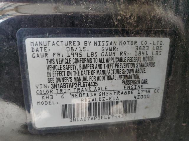 Photo 10 from auction – 2015 NISSAN SENTRA S with VIN 3N1AB7AP3FL674435