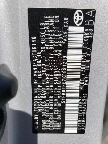 Photo 10 from auction – 2019 TOYOTA COROLLA L with VIN 5YFBURHE7KP891219