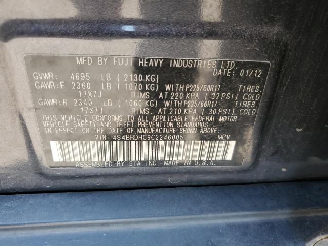Photo 10 from auction – 2012 SUBARU OUTBACK 3. with VIN 4S4BRDHC9C2246005