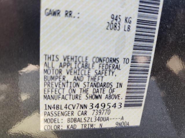 Photo 10 from auction – 2022 NISSAN ALTIMA SR with VIN 1N4BL4CV7NN349543