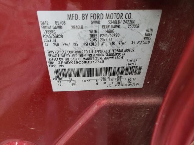 Photo 10 from auction – 2008 FORD EDGE LIMIT with VIN 2FMDK39C58BB17749