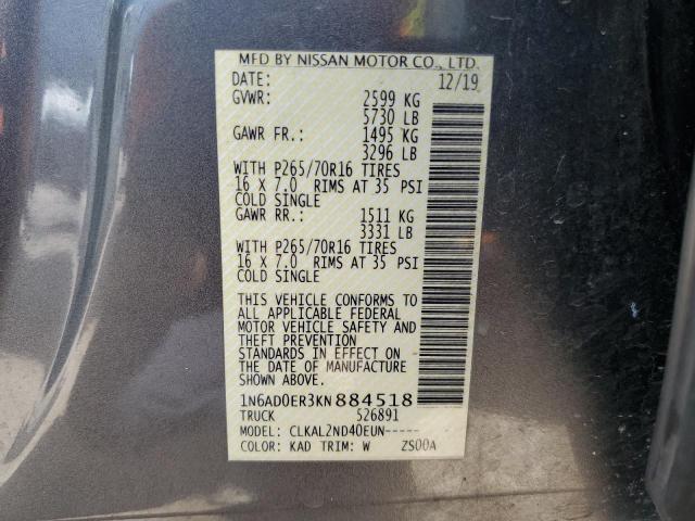 Photo 10 from auction – 2019 NISSAN FRONTIER S with VIN 1N6AD0ER3KN884518