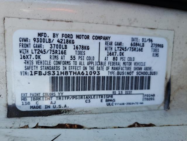 Photo 10 from auction – 1996 FORD ECONOLINE with VIN 1FBJS31H8THA61093
