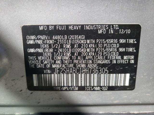 Photo 10 from auction – 2011 SUBARU FORESTER 2 with VIN JF2SHABC1BH736305