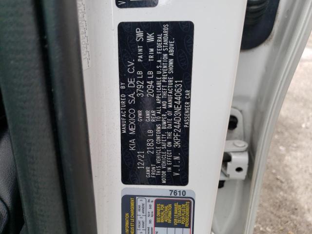 Photo 10 from auction – 2022 KIA FORTE FE with VIN 3KPF24AD3NE440631