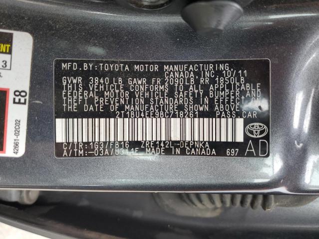 Photo 10 from auction – 2011 TOYOTA COROLLA BA with VIN 2T1BU4EE9BC718261