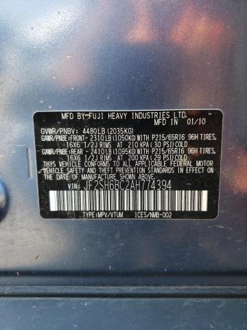 Photo 10 from auction – 2010 SUBARU FORESTER X with VIN JF2SH6BC2AH774394