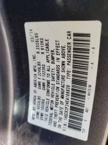 Photo 10 from auction – 2014 HONDA ACCORD LX with VIN 1HGCR2F34EA168839