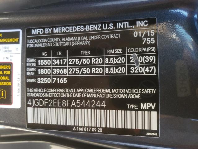 Photo 10 from auction – 2015 MERCEDES-BENZ GL 350 BLU with VIN 4JGDF2EE8FA544244