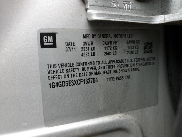 Photo 10 from auction – 2012 BUICK LACROSSE P with VIN 1G4GD5E3XCF132764