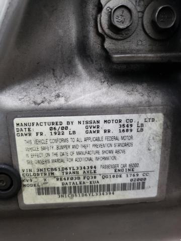 Photo 10 from auction – 2000 NISSAN SENTRA BAS with VIN 3N1CB51D6YL334394