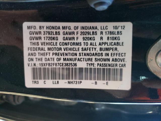 Photo 10 from auction – 2012 HONDA CIVIC EX with VIN 19XFB2F87CE382536