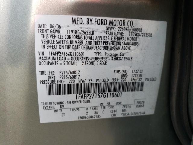 Photo 10 from auction – 2007 FORD FIVE HUNDR with VIN 1FAFP27157G110601