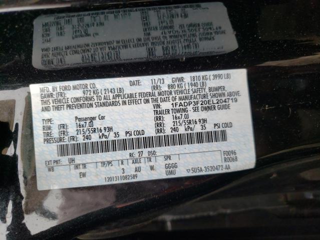 Photo 10 from auction – 2014 FORD FOCUS SE with VIN 1FADP3F20EL204719