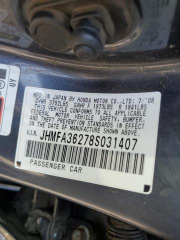 Photo 10 from auction – 2008 HONDA CIVIC HYBR with VIN JHMFA36278S031407