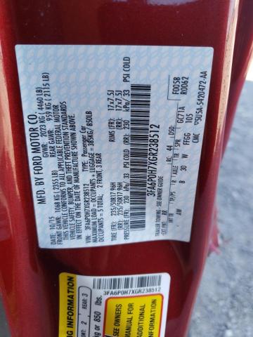 Photo 10 from auction – 2016 FORD FUSION SE with VIN 3FA6P0H7XGR238512