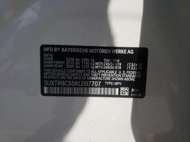 Photo 10 from auction – 2019 BMW X3 XDRIVE3 with VIN 5UXTR9C55KLD97707