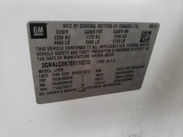 Photo 10 from auction – 2014 CHEVROLET EQUINOX LT with VIN 2GNALCEK7E6116213
