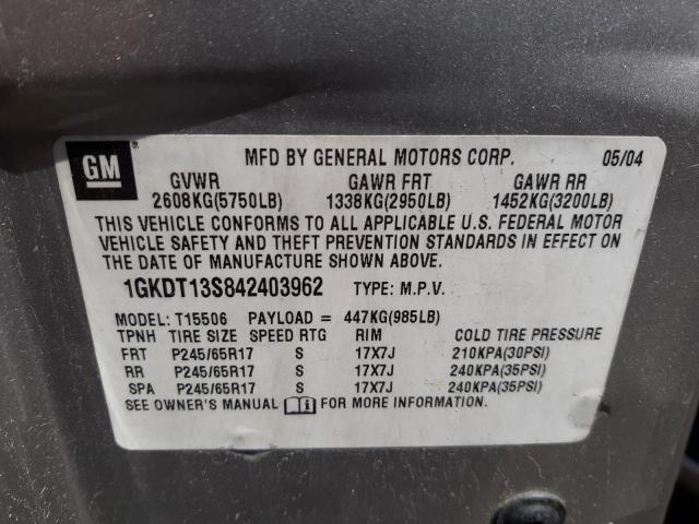Photo 10 from auction – 2004 GMC ENVOY with VIN 1GKDT13S842403962
