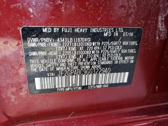 Photo 10 from auction – 2016 SUBARU CROSSTREK with VIN JF2GPABC9GG322940