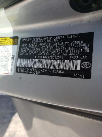 Photo 10 from auction – 2007 TOYOTA CAMRY CE with VIN 4T1BE46KX7U602574