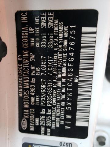 Photo 10 from auction – 2014 KIA SORENTO LX with VIN 5XYKTCA63EG476751