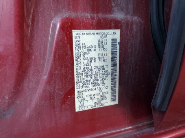 Photo 10 from auction – 2007 NISSAN FRONTIER C with VIN 1N6AD07W97C435592