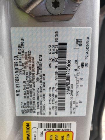 Photo 10 from auction – 2017 FORD FUSION SE with VIN 3FA6P0LU0HR325656