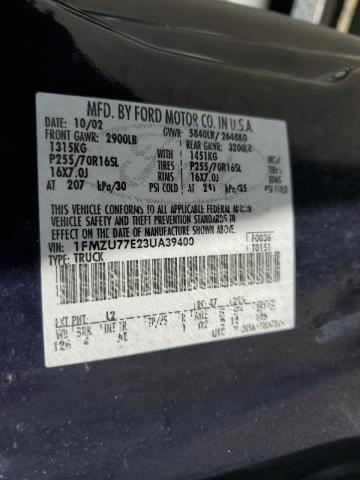 Photo 10 from auction – 2003 FORD EXPLOR SPT with VIN 1FMZU77E23UA39400