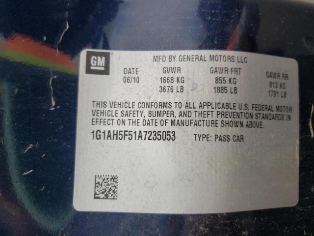 Photo 10 from auction – 2010 CHEVROLET COBALT with VIN 1G1AH5F51A7235053
