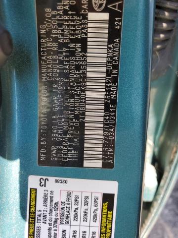 Photo 10 from auction – 2009 TOYOTA COROLLA BA with VIN 2T1BU40EX9C135652